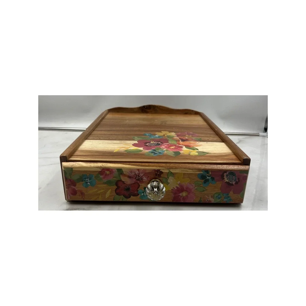 The Pioneer Woman Wildflower Whimsy 4-Compartment Wood Coffee Pod Organizer